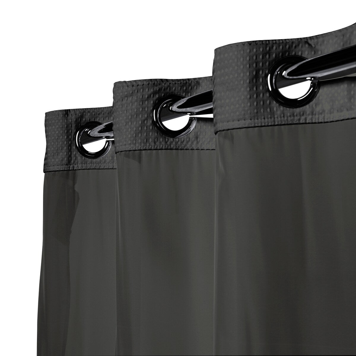 Tenda da doccia 3 in 1 a nido d'ape senza ganci con finestra superiore trasparente, anelli flessibili e fodera in tessuto