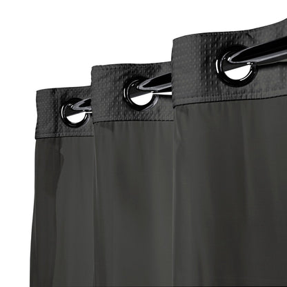 Tenda da doccia 3 in 1 a nido d'ape senza ganci con finestra superiore trasparente, anelli flessibili e fodera in tessuto