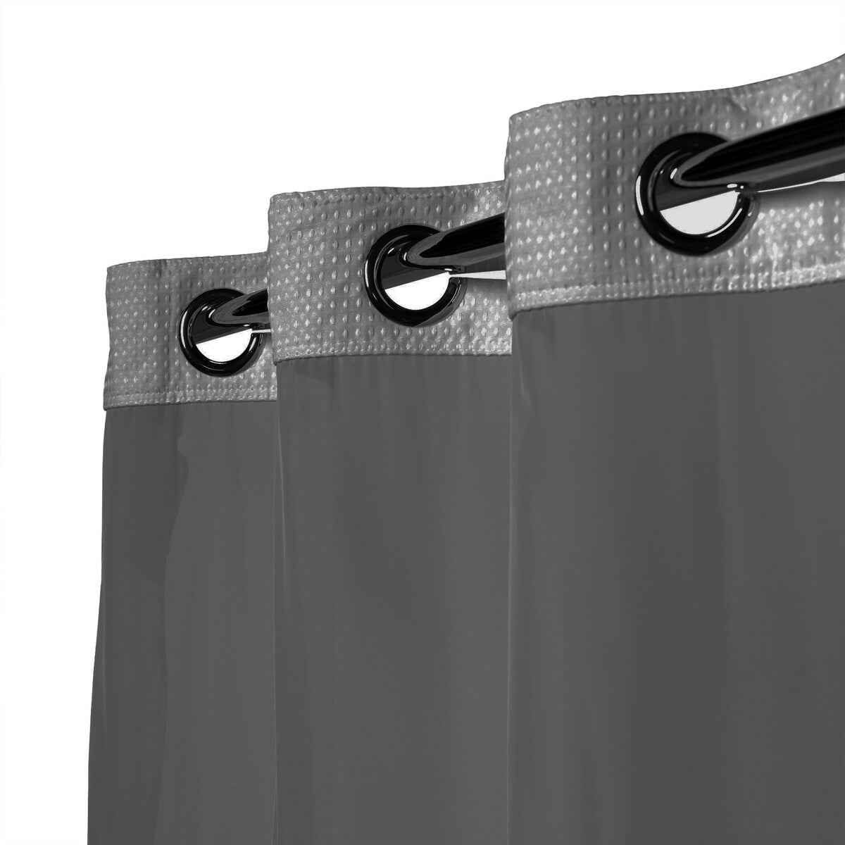 Tenda da doccia 3 in 1 a nido d'ape senza ganci con finestra superiore trasparente, anelli flessibili e fodera in tessuto