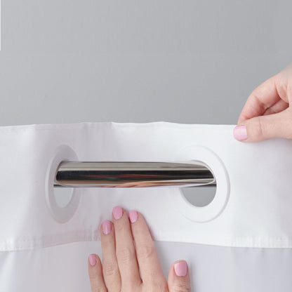 Tenda da doccia 3 in 1 a nido d'ape senza ganci con finestra superiore trasparente, anelli flessibili e fodera in tessuto