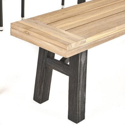 Set da pranzo rettangolare in vimini e legno Horton Outdoor da 6 pezzi con cuscini di Christopher Knight Home