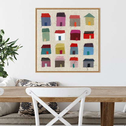 Stampa artistica su tela incorniciata "Houses" di Jenny Frean - Sylvie Maple