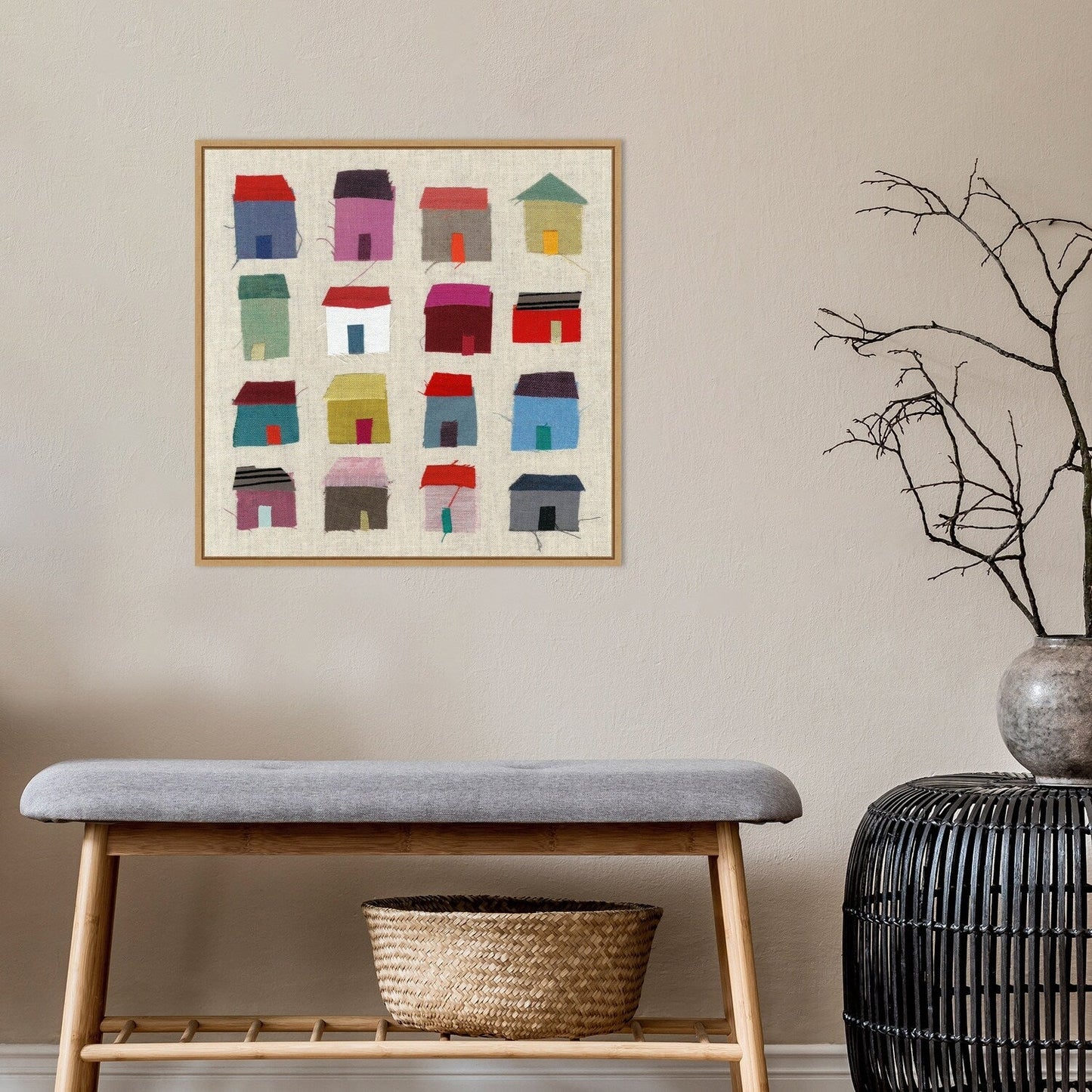 Stampa artistica su tela incorniciata "Houses" di Jenny Frean - Sylvie Maple