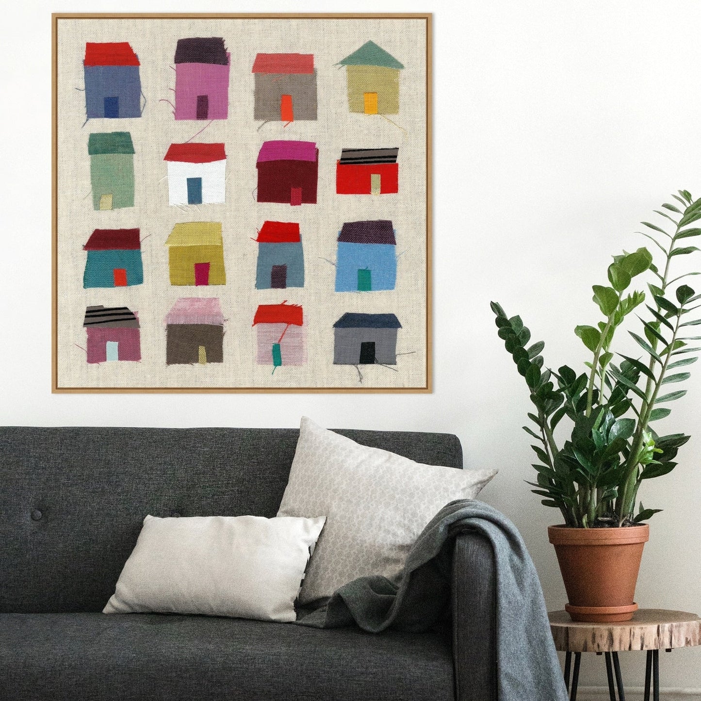 Stampa artistica su tela incorniciata "Houses" di Jenny Frean - Sylvie Maple