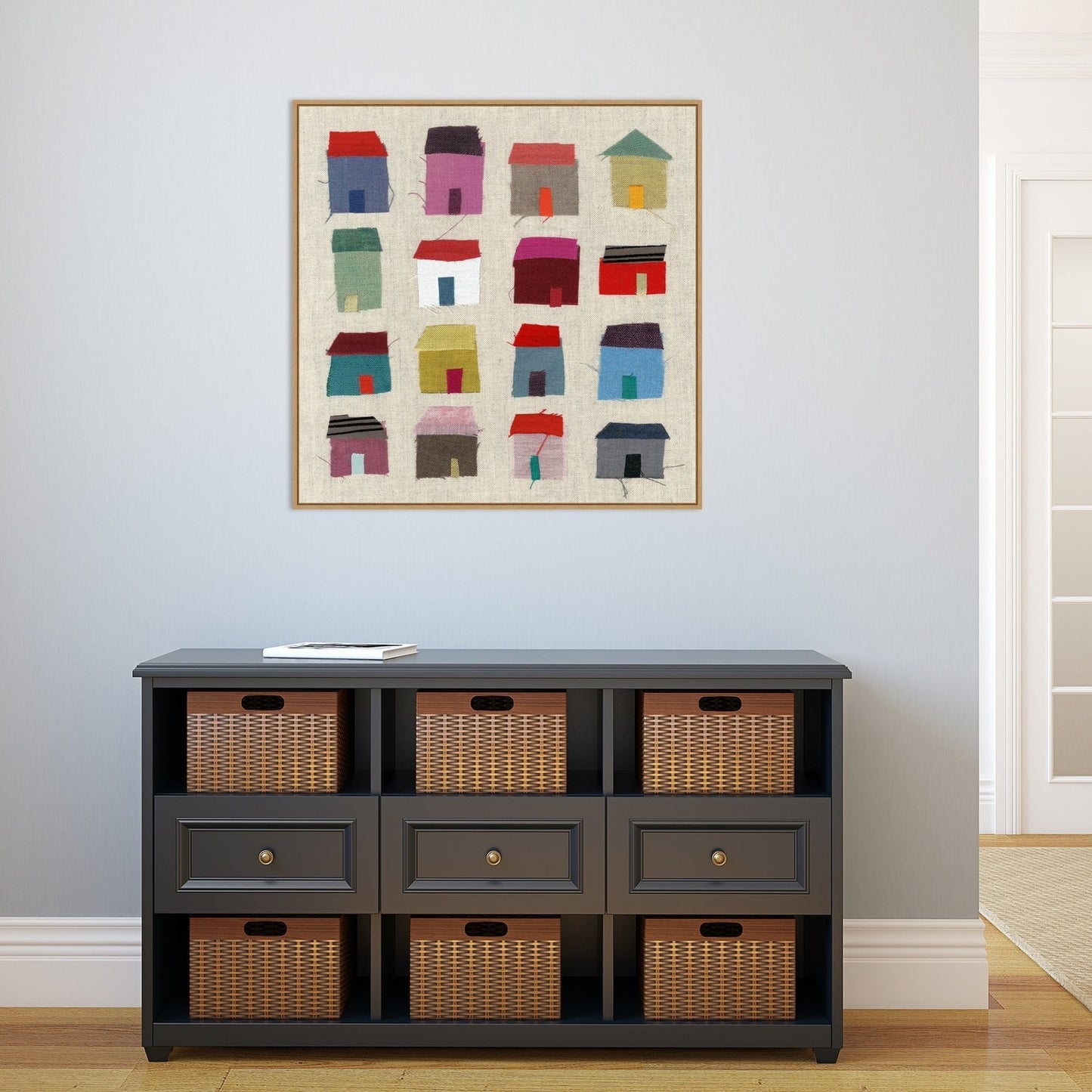 Stampa artistica su tela incorniciata "Houses" di Jenny Frean - Sylvie Maple