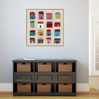 Stampa artistica su tela incorniciata "Houses" di Jenny Frean - Sylvie Maple