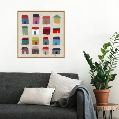Stampa artistica su tela incorniciata "Houses" di Jenny Frean - Sylvie Maple