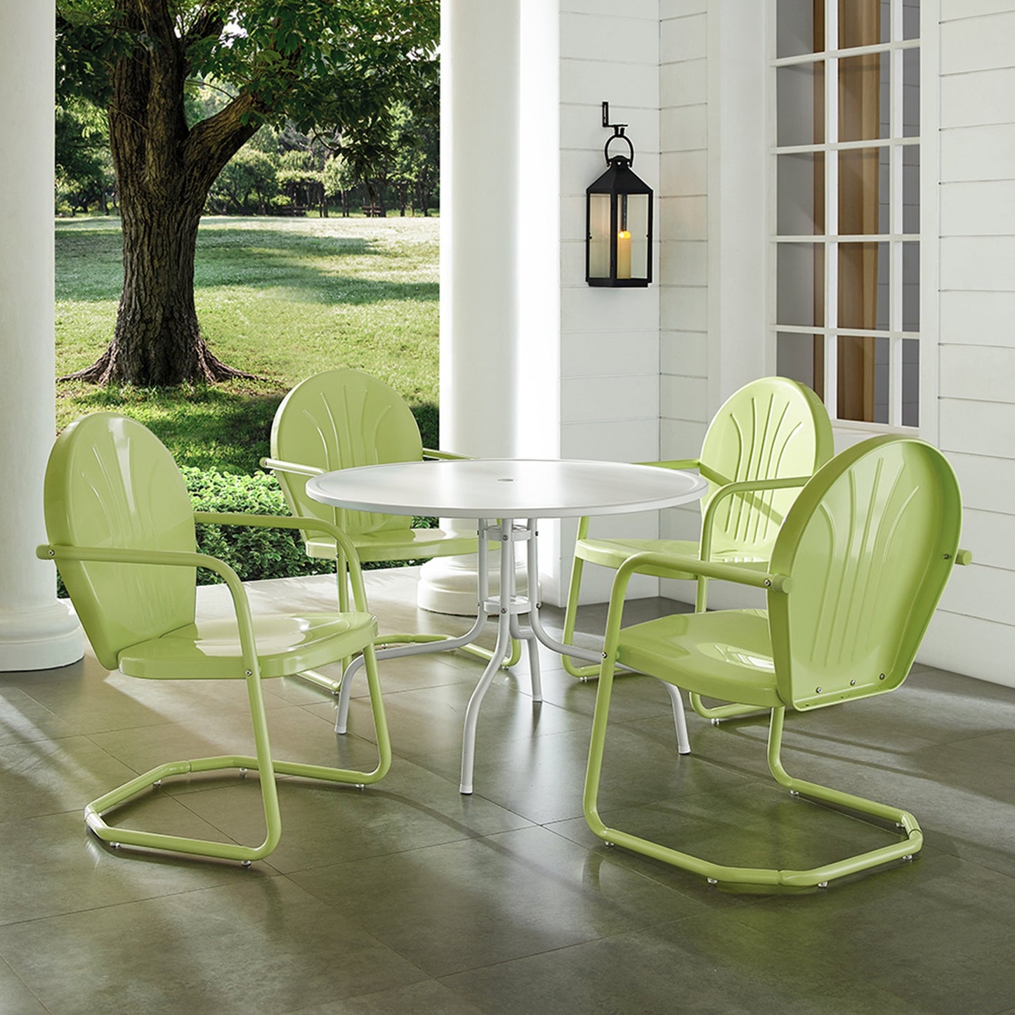 Set da pranzo da esterno in metallo Crosley Griffith Key Lime da 5 pezzi