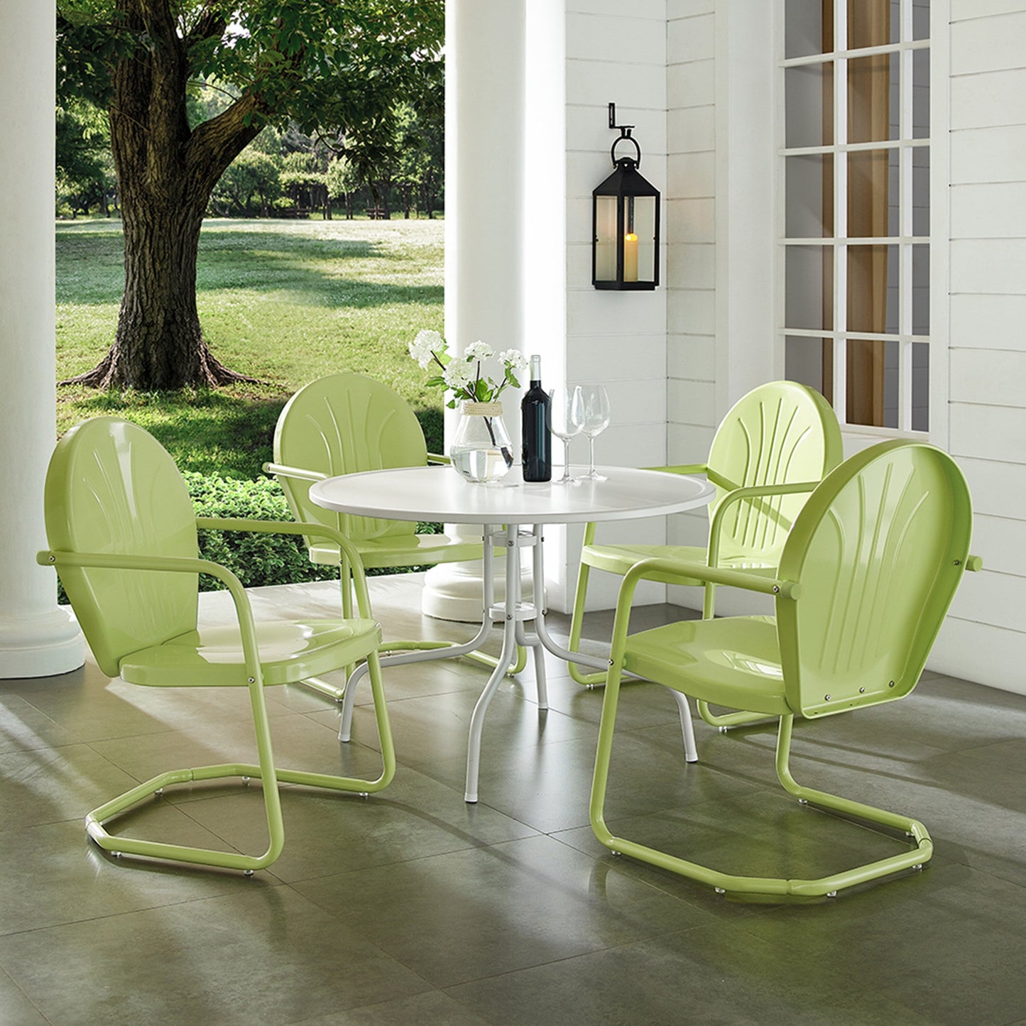 Set da pranzo da esterno in metallo Crosley Griffith Key Lime da 5 pezzi