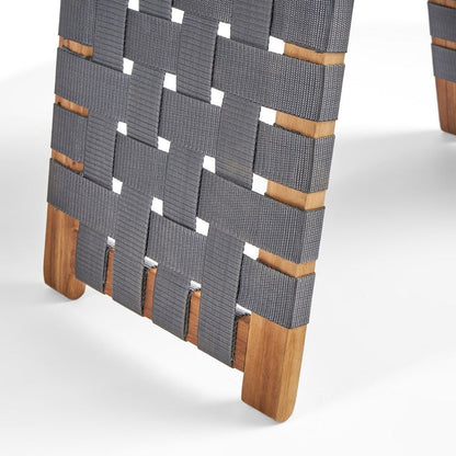 Set da salotto pieghevole Huntsville Outdoor da 2 posti in legno di acacia con dettagli in cintura di sicurezza di Christopher Knight Home