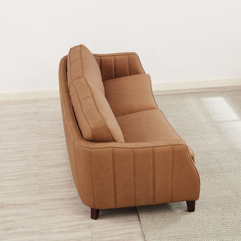 Divano Hydeline Aria in pelle pieno fiore con memory foam e molle