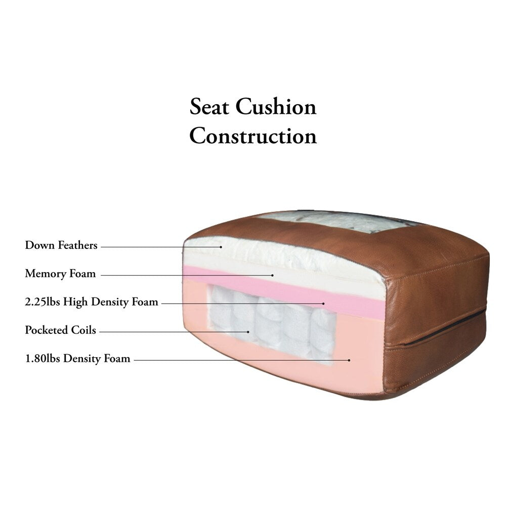 Divano Hydeline Aria in pelle pieno fiore con memory foam e molle