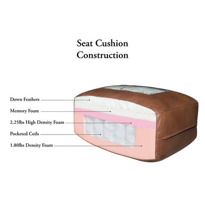 Divano Hydeline Aria in pelle pieno fiore con memory foam e molle