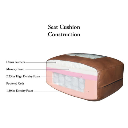 Divano Hydeline Bella in piuma/memory foam/molle in pelle pieno fiore