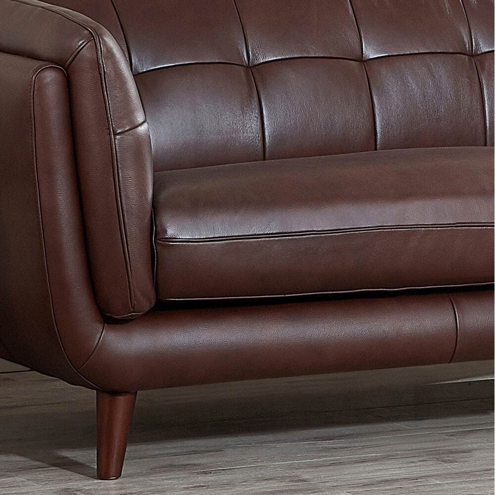 Divano Hydeline Solana in pelle pieno fiore con molle, memory foam e piume