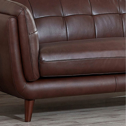 Divano Hydeline Solana in pelle pieno fiore con molle, memory foam e piume