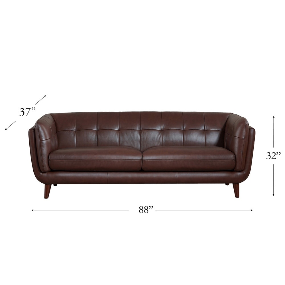 Divano Hydeline Solana in pelle pieno fiore con molle, memory foam e piume