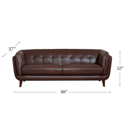 Divano Hydeline Solana in pelle pieno fiore con molle, memory foam e piume