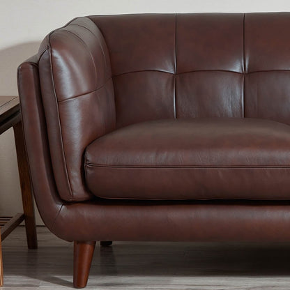 Divano Hydeline Solana in pelle pieno fiore con molle, memory foam e piume