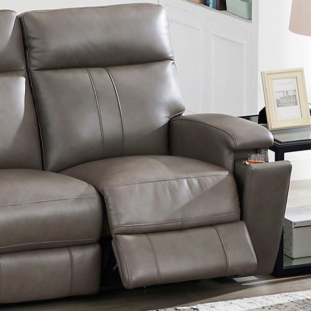 Divano Hydeline Venice Zero Gravity con reclinazione elettrica e poggiatesta in pelle pieno fiore con portabicchieri