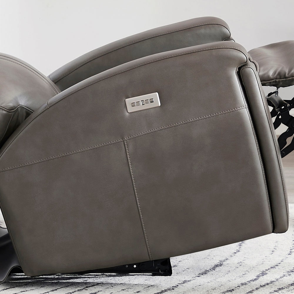 Divano Hydeline Venice Zero Gravity con reclinazione elettrica e poggiatesta in pelle pieno fiore con portabicchieri