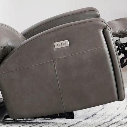 Divano Hydeline Venice Zero Gravity con reclinazione elettrica e poggiatesta in pelle pieno fiore con portabicchieri