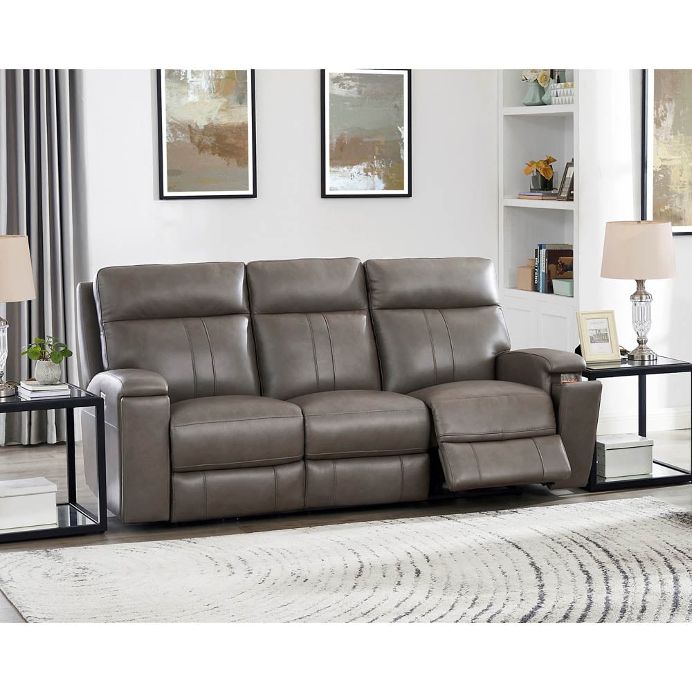 Divano Hydeline Venice Zero Gravity con reclinazione elettrica e poggiatesta in pelle pieno fiore con portabicchieri