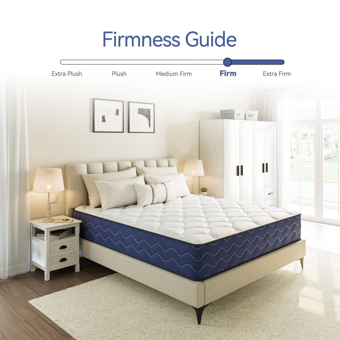 Materasso ibrido rigido SweDrea da 10 pollici, rinfrescante e traspirante con CertiPUR-US, SGS e OEKO-TEX