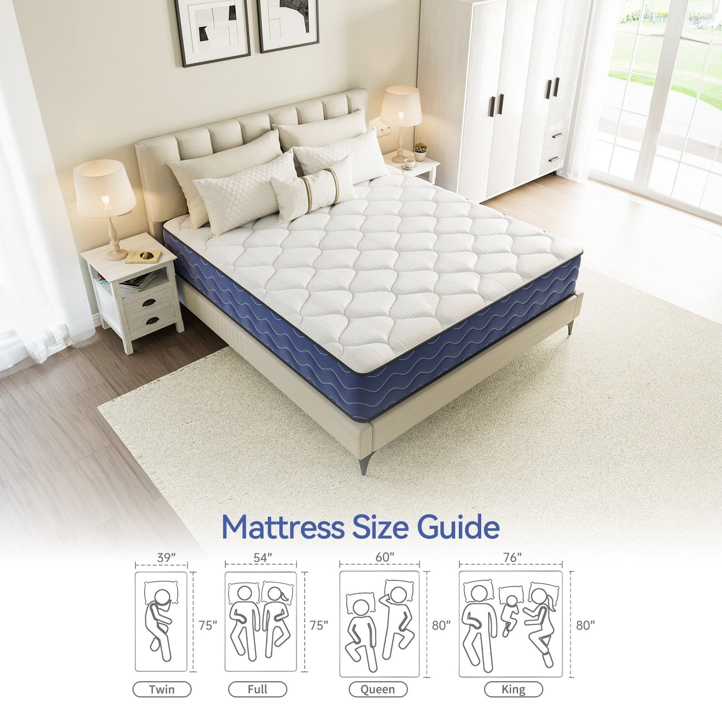 Materasso ibrido rigido SweDrea da 10 pollici, rinfrescante e traspirante con CertiPUR-US, SGS e OEKO-TEX