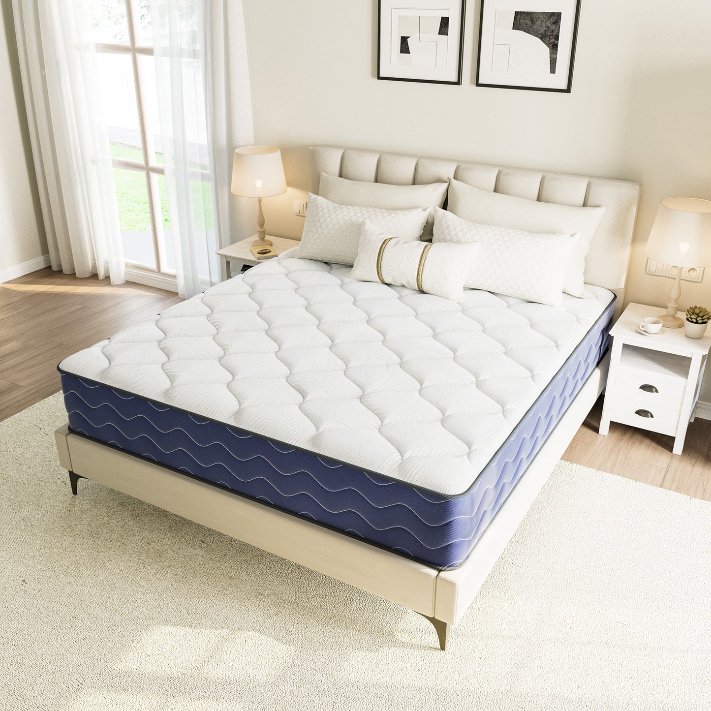 Materasso ibrido rigido SweDrea da 10 pollici, rinfrescante e traspirante con CertiPUR-US, SGS e OEKO-TEX