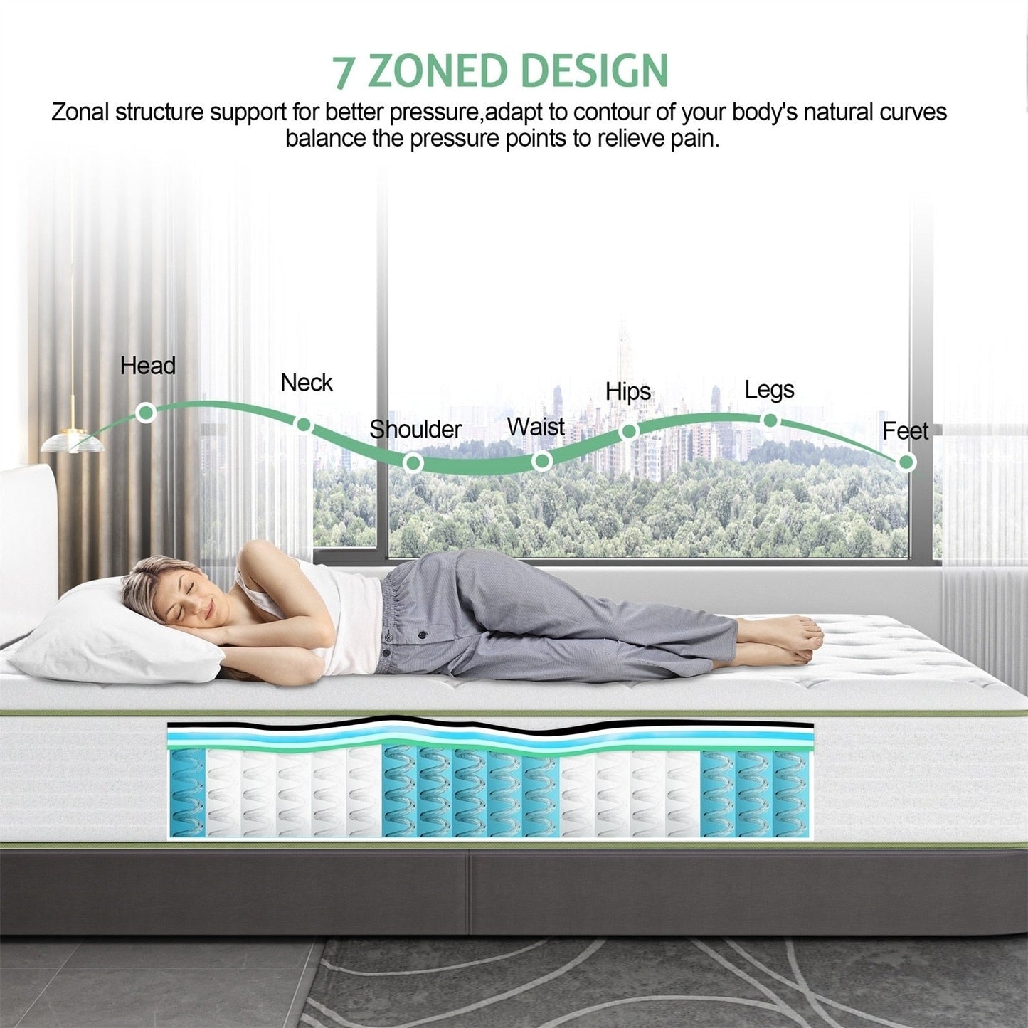 Materasso in memory foam ibrido in gel SweDrea da 10 pollici di medie dimensioni in una scatola con certificazione CertiPUR-US, SGS e OEKO-TEX