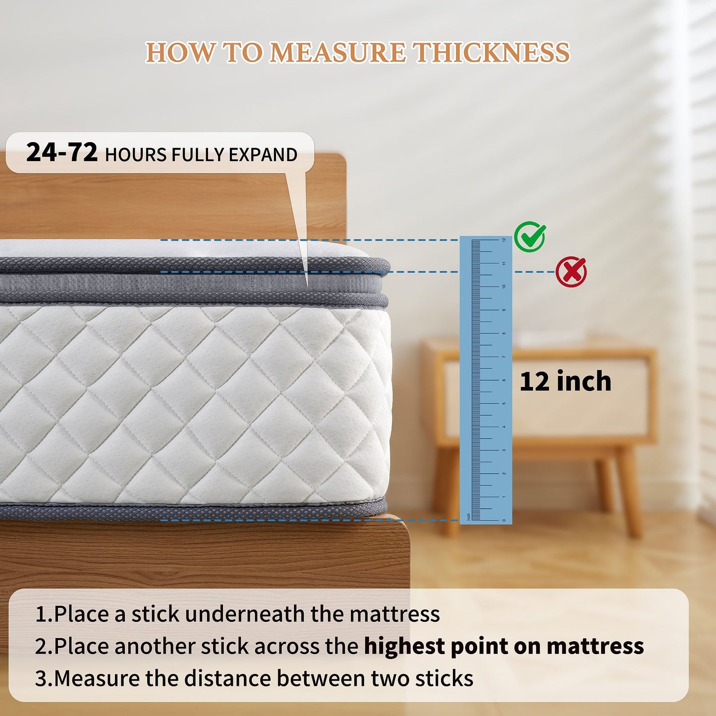 Materasso SweDrea in memory foam ibrido rigido da 10 pollici con certificazione CertiPUR-US e Oeko-TEX, dotato di molle rinforzate.