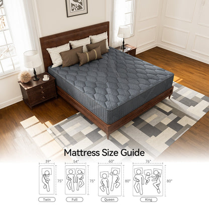 Materasso ibrido a molle insacchettate SweDrea da 10 pollici con memory foam in gel e cuscino rigido, certificato CertiPUR-US, SGS e OEKO-TEX