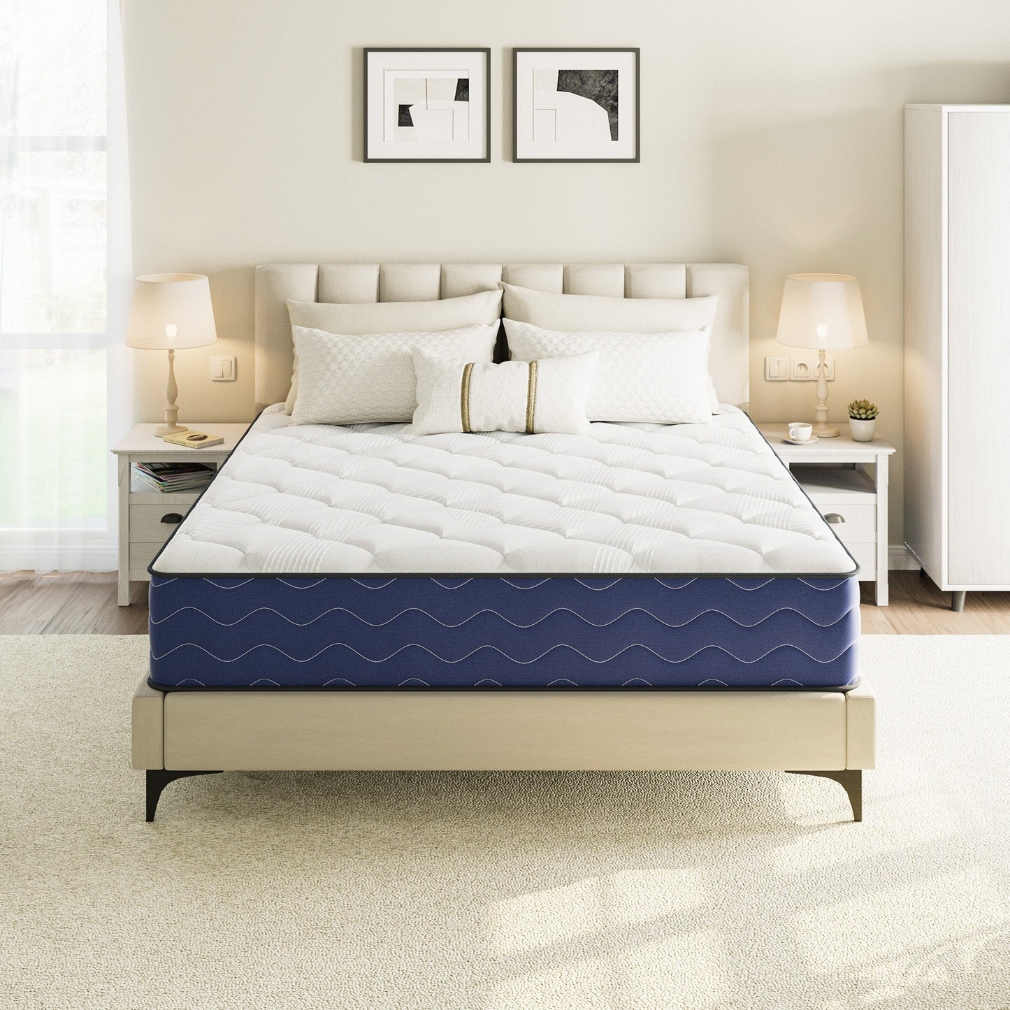 Materasso ibrido rigido SweDrea da 8/12 pollici, rinfrescante e traspirante con CertiPUR-US, SGS e OEKO-TEX