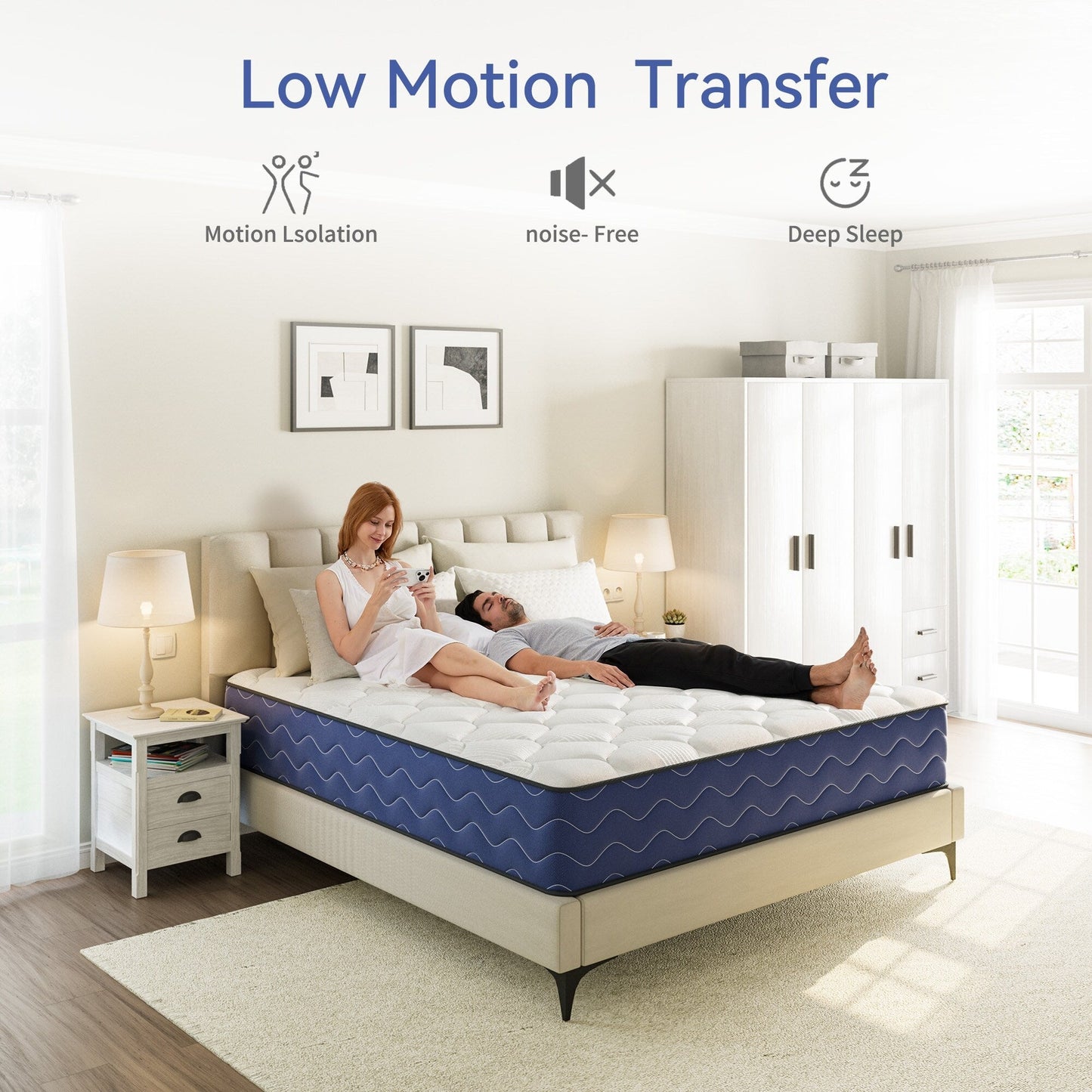 Materasso ibrido rigido SweDrea da 8/12 pollici, rinfrescante e traspirante con CertiPUR-US, SGS e OEKO-TEX