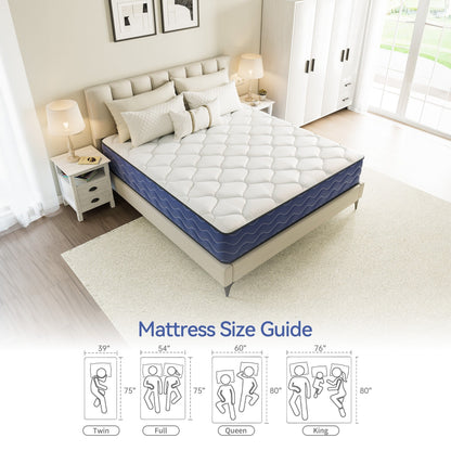 Materasso ibrido rigido SweDrea da 8/12 pollici, rinfrescante e traspirante con CertiPUR-US, SGS e OEKO-TEX