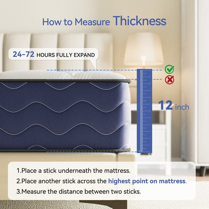 Materasso ibrido rigido SweDrea da 8/12 pollici, rinfrescante e traspirante con CertiPUR-US, SGS e OEKO-TEX