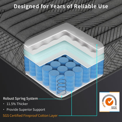 Materasso traspirante rinfrescante SweDrea Plush Hybrid Memory Foam da 8/12 pollici con CertiPUR-US, SGS e OEKO-TEX