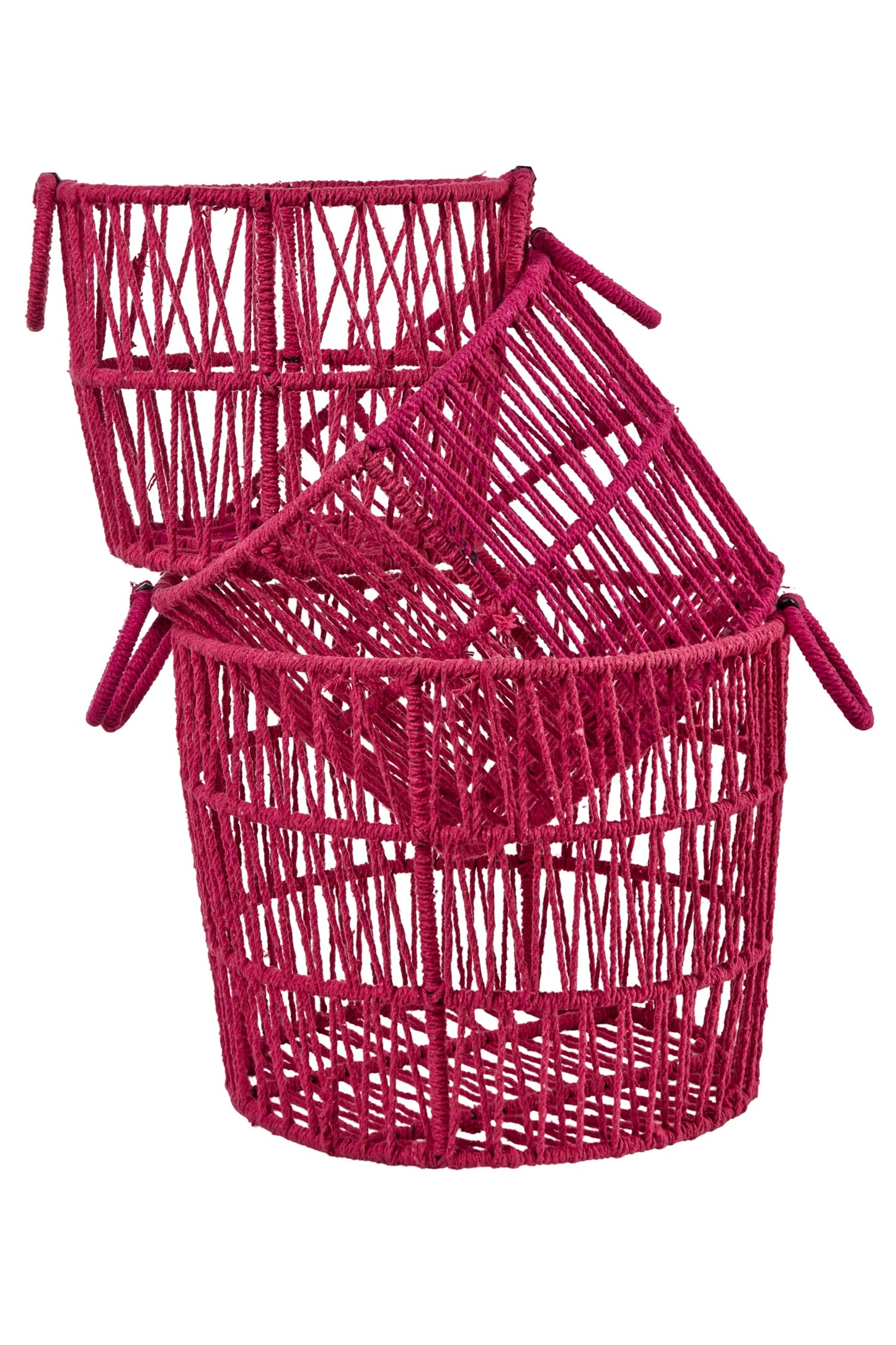 Set Ceste Rotonde 1/3 Ferro Rivestite In Cotone Rosa