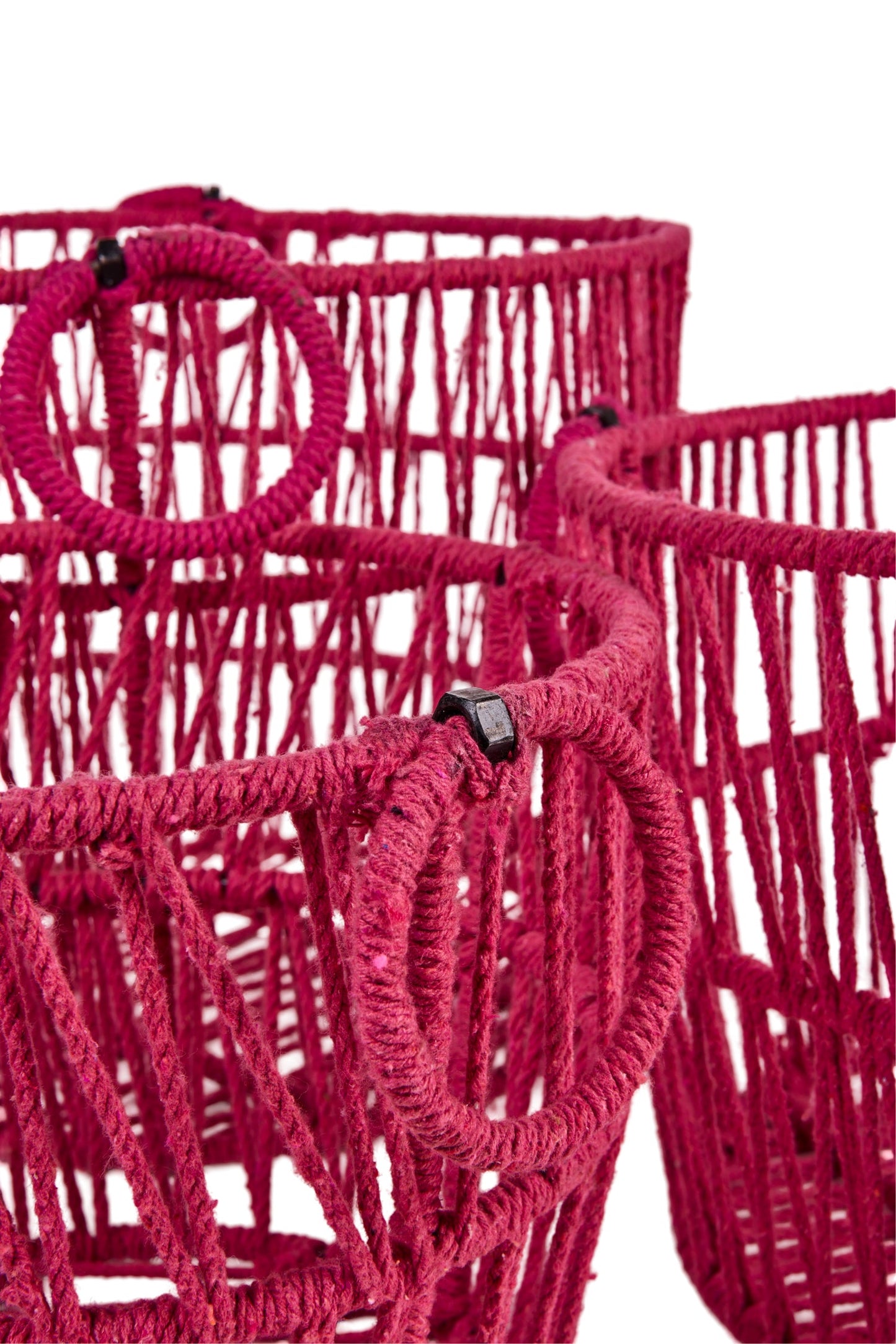 Set Ceste Rotonde 1/3 Ferro Rivestite In Cotone Rosa