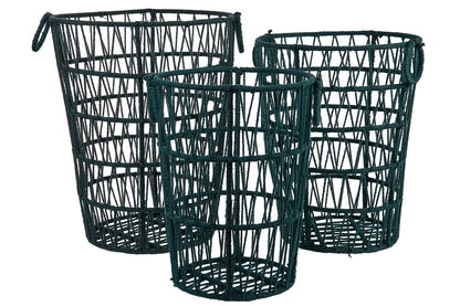 Set Ceste Rotonde 1/3 In Ferro Rivestite In Cotone Verde