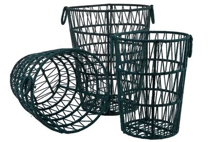 Set Ceste Rotonde 1/3 In Ferro Rivestite In Cotone Verde