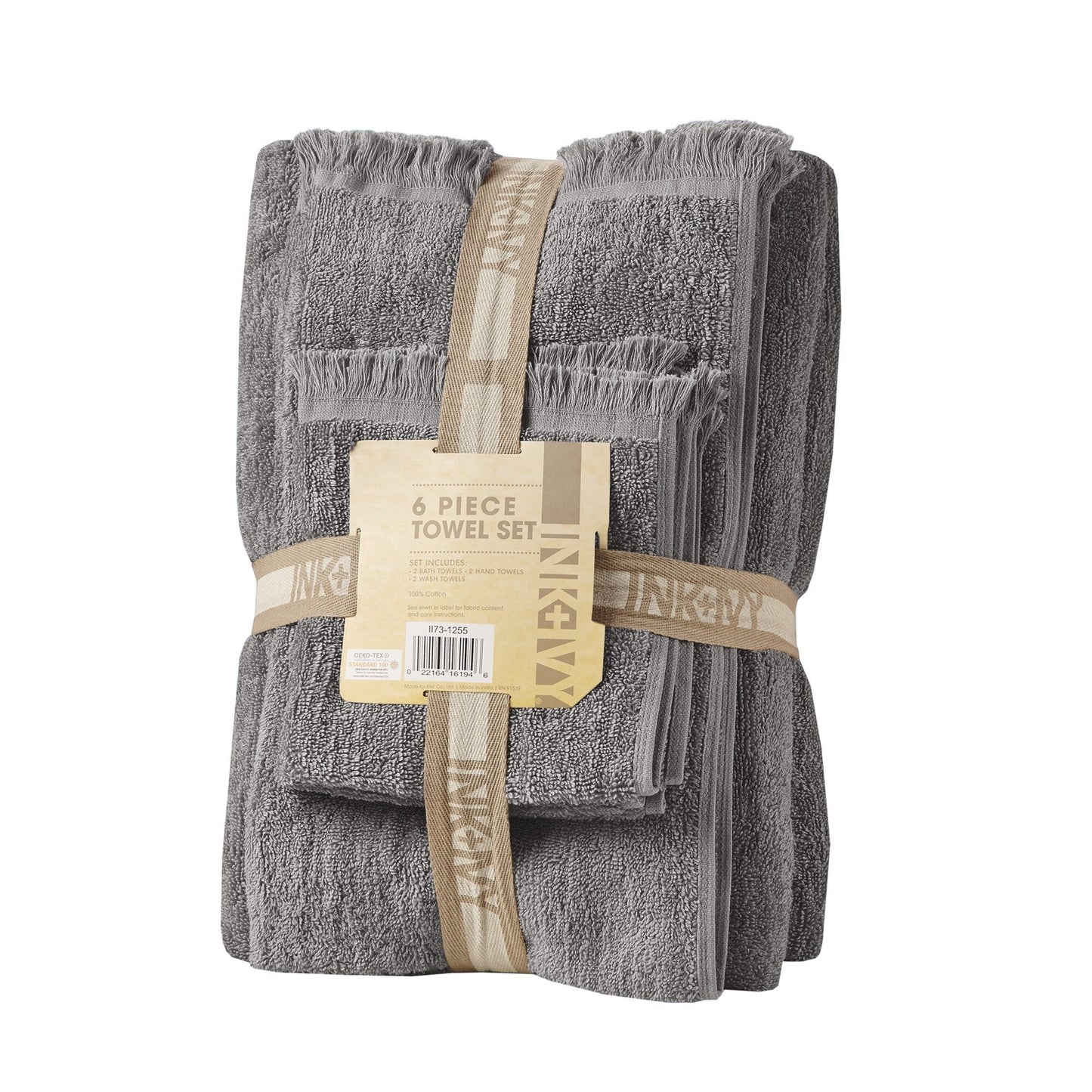 Set di asciugamani INK+IVY Atlas Cotton Dobby Slub da 6 pezzi