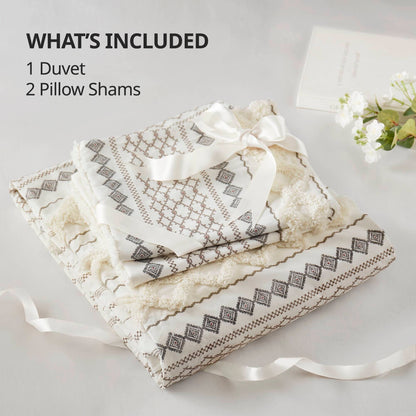 Set copripiumino stampato in cotone Imani INK+IVY con ciniglia