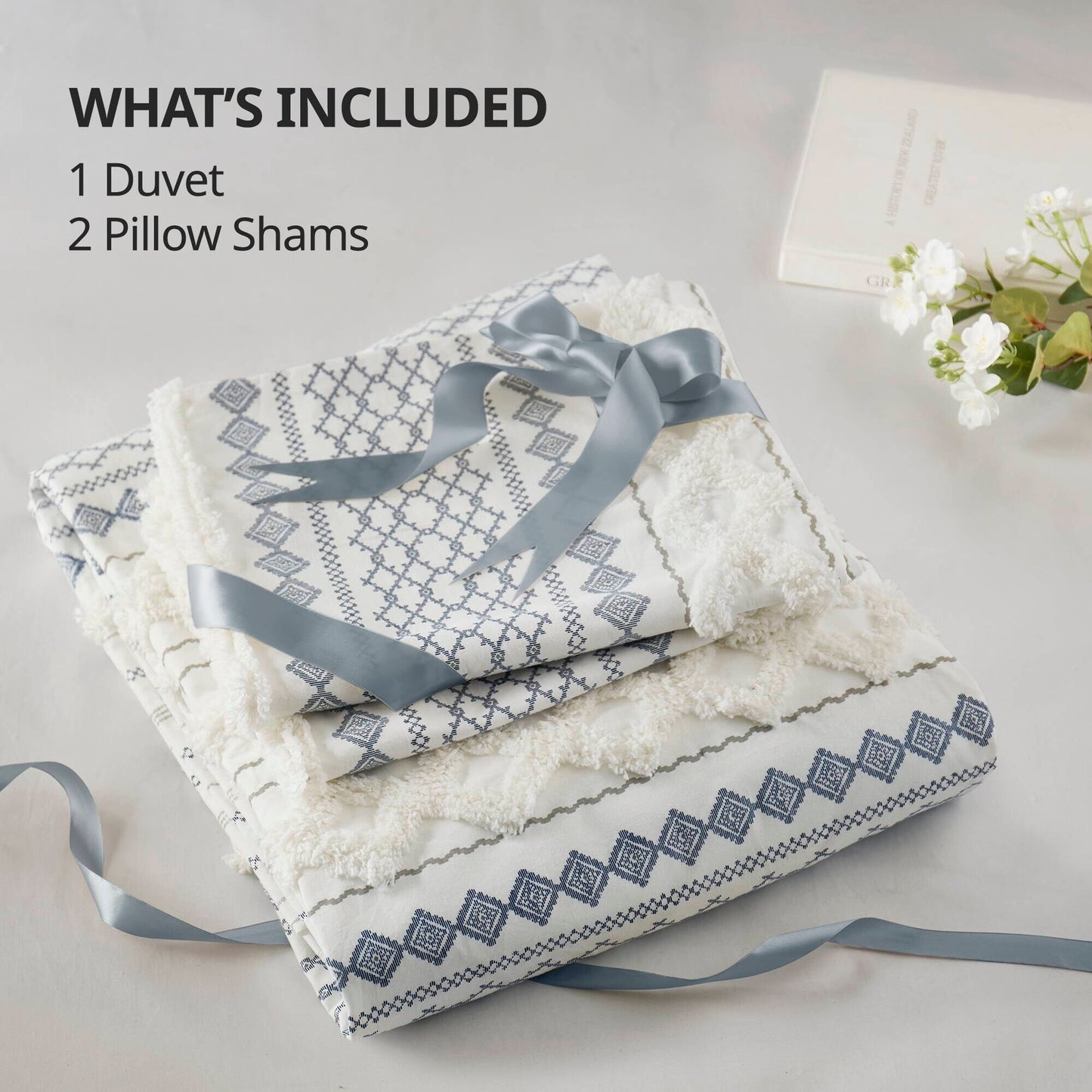 Set copripiumino stampato in cotone Imani INK+IVY con ciniglia