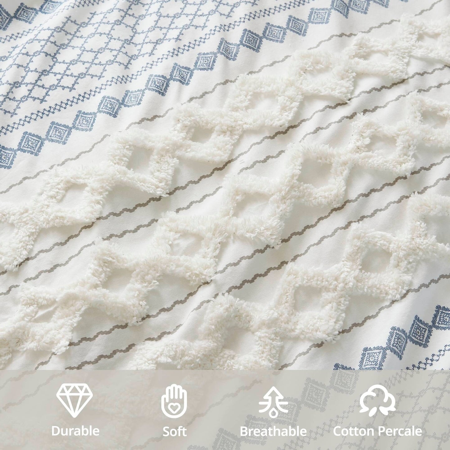 Set copripiumino stampato in cotone Imani INK+IVY con ciniglia