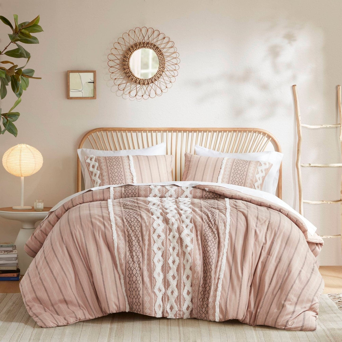 Set copripiumino stampato in cotone Imani INK+IVY con ciniglia