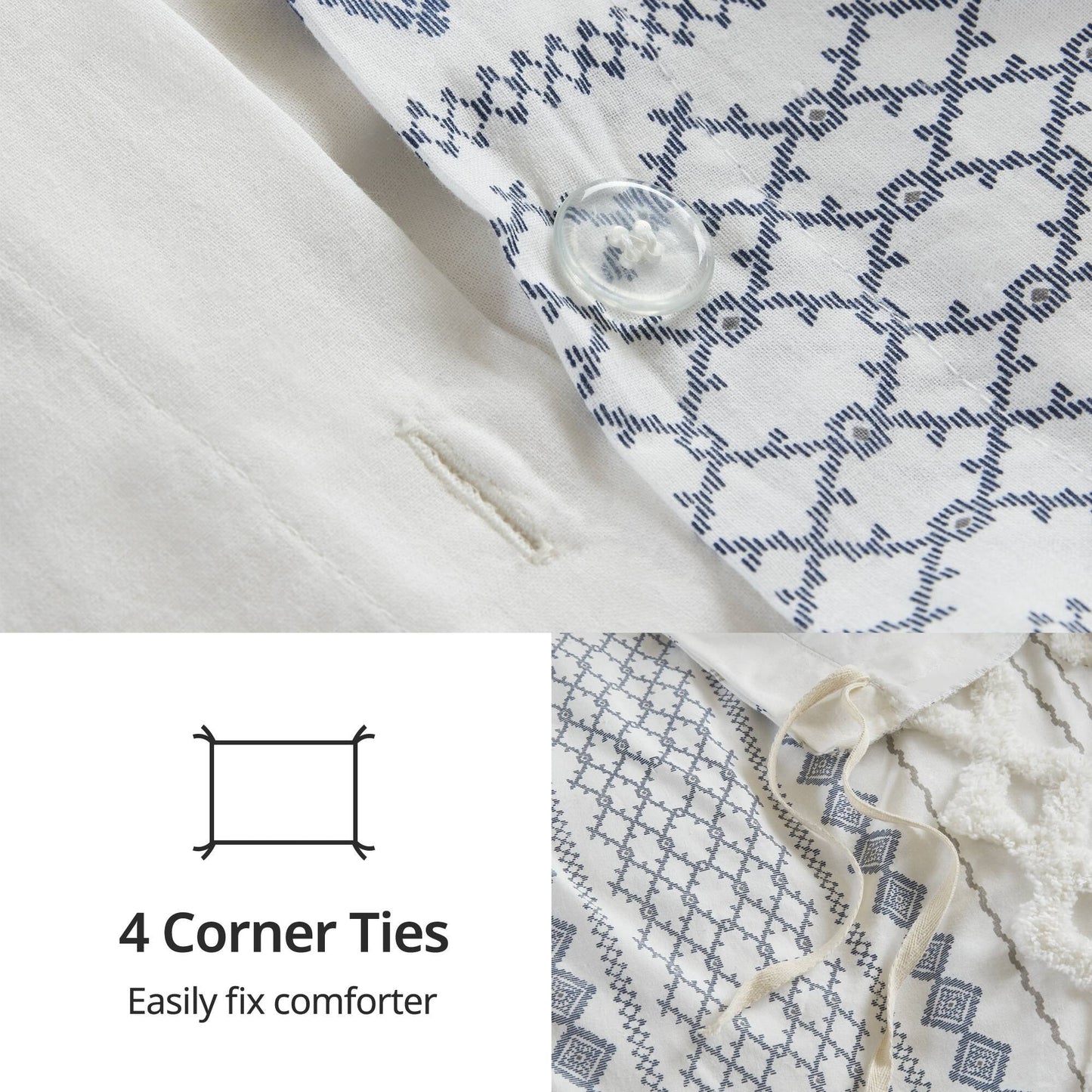 Set copripiumino stampato in cotone Imani INK+IVY con ciniglia