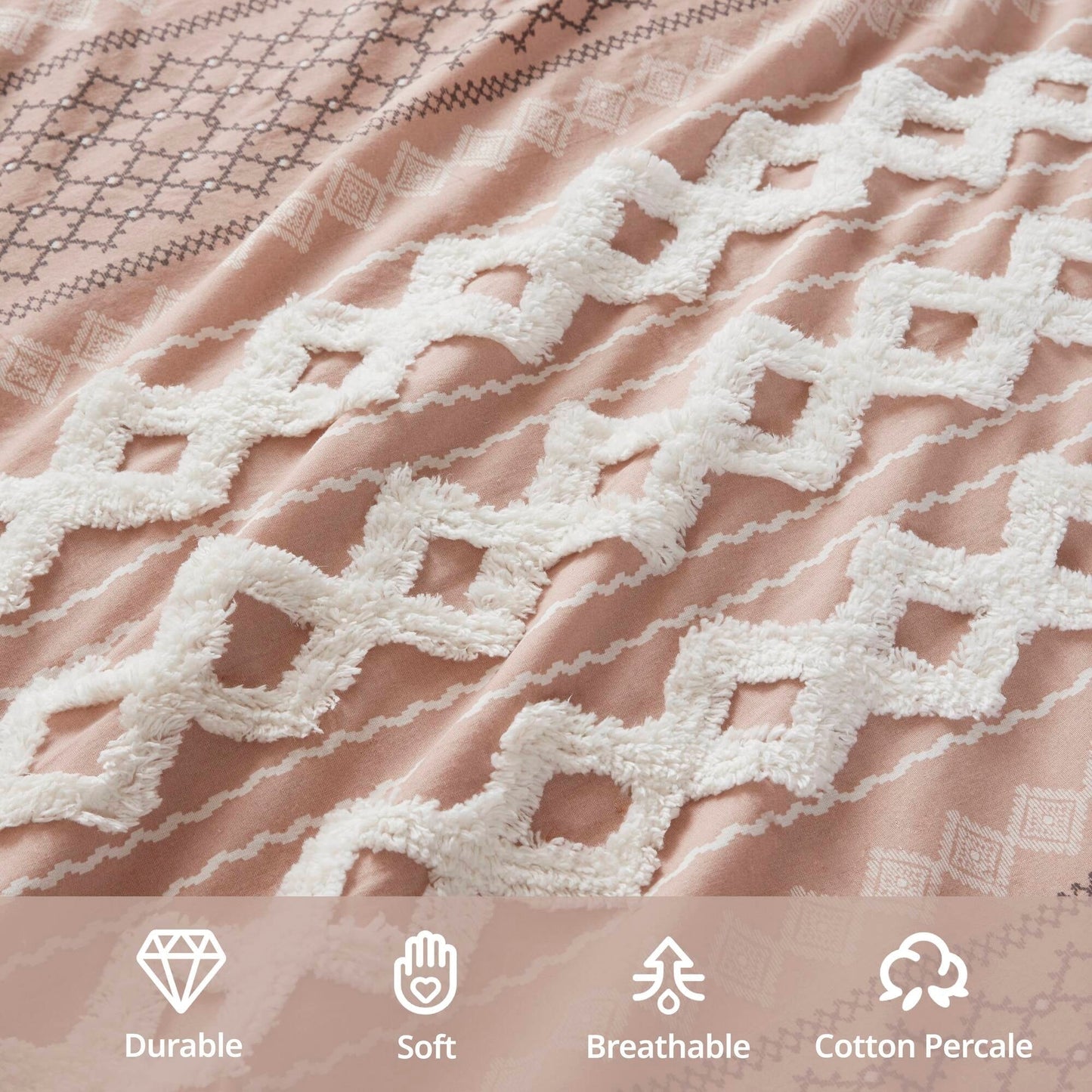 Set copripiumino stampato in cotone Imani INK+IVY con ciniglia