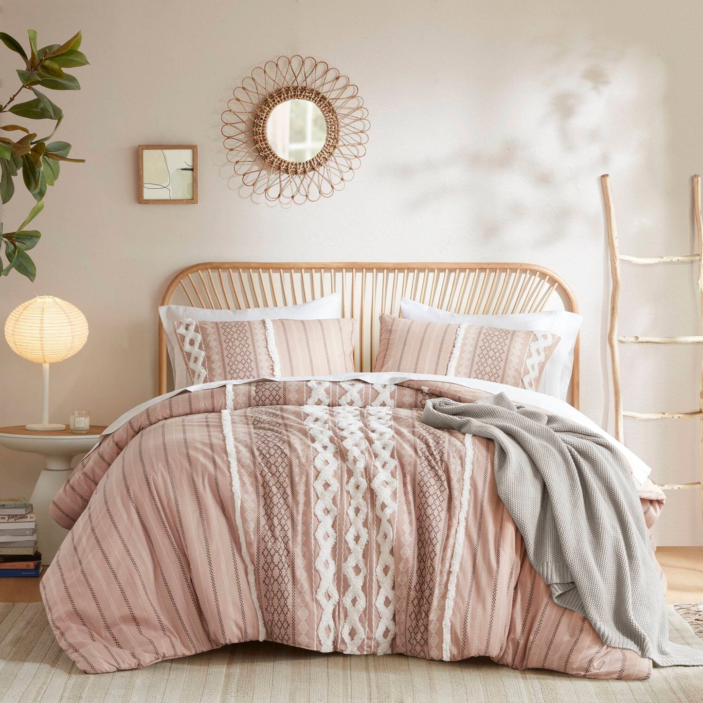 Set copripiumino stampato in cotone Imani INK+IVY con ciniglia